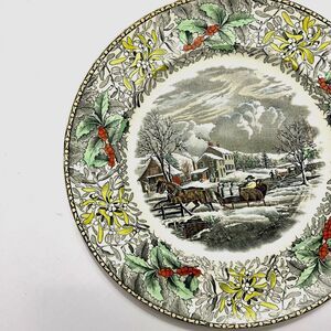Adams Currier England Winter Scene, American Park China Plate, Holiday